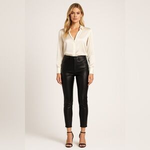 Women's Theory Bristol High-Rise Leather Pants Black Size 2 Color Black